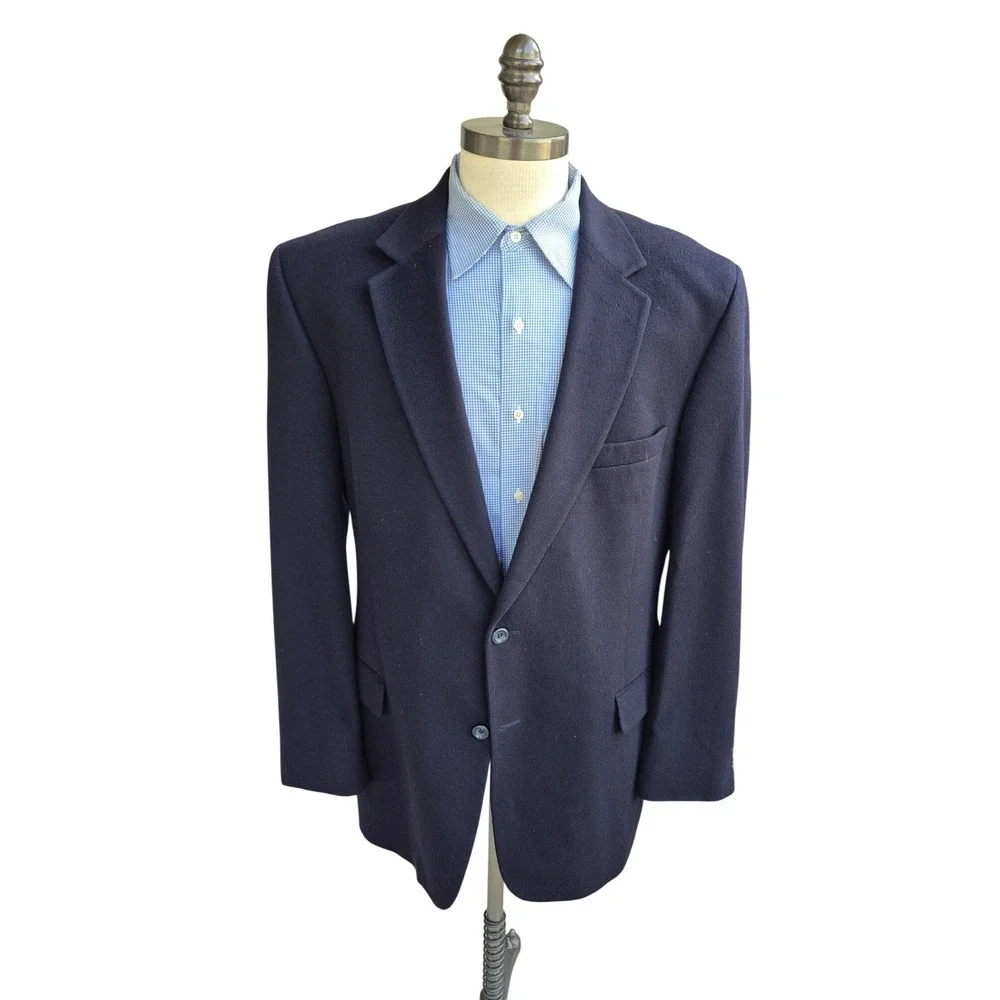 Jos. A.‎ Bank 100% Cashmere Navy Blue Blazer Mens Sport Coat Gordon Sz 46 L